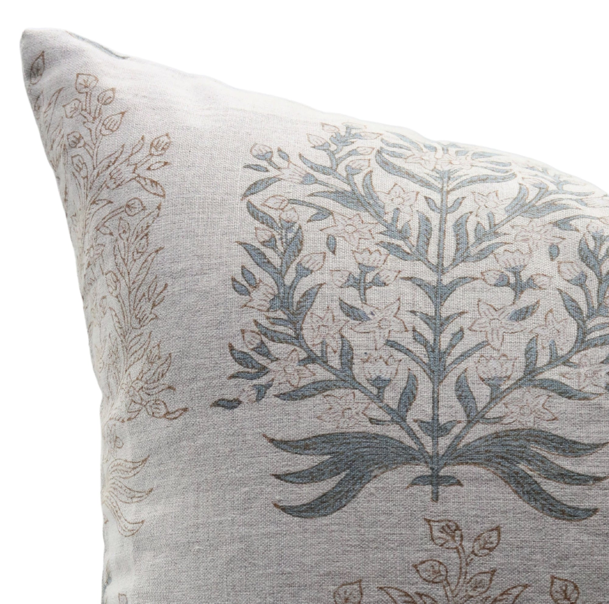 Block print Pillow cover for sofa, couch or bed- Pure Linen- VRINDAVAN - Fabdivine