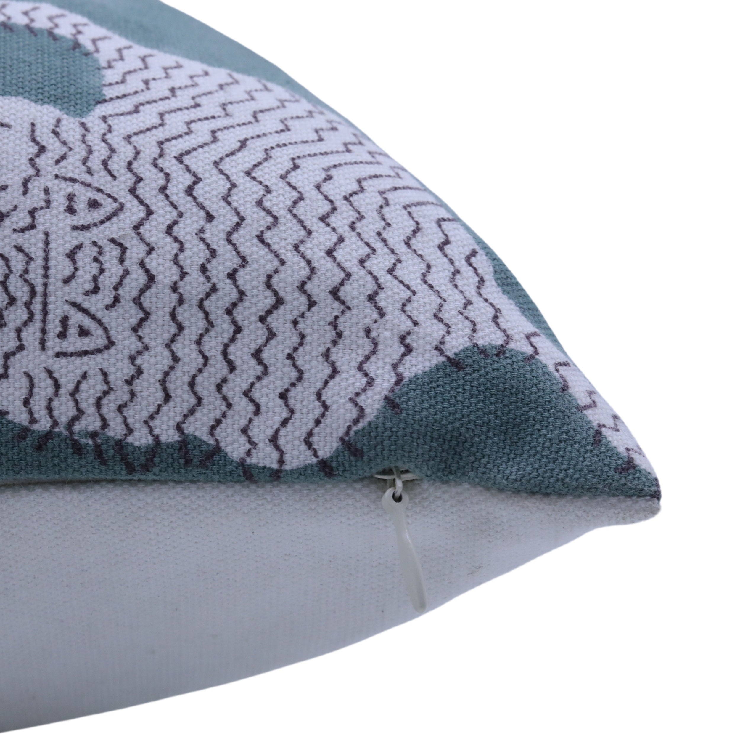 Block print Pillow cover for sofa, couch or bed- Thick Cotton White- MUSHAK RAAJ - Fabdivine