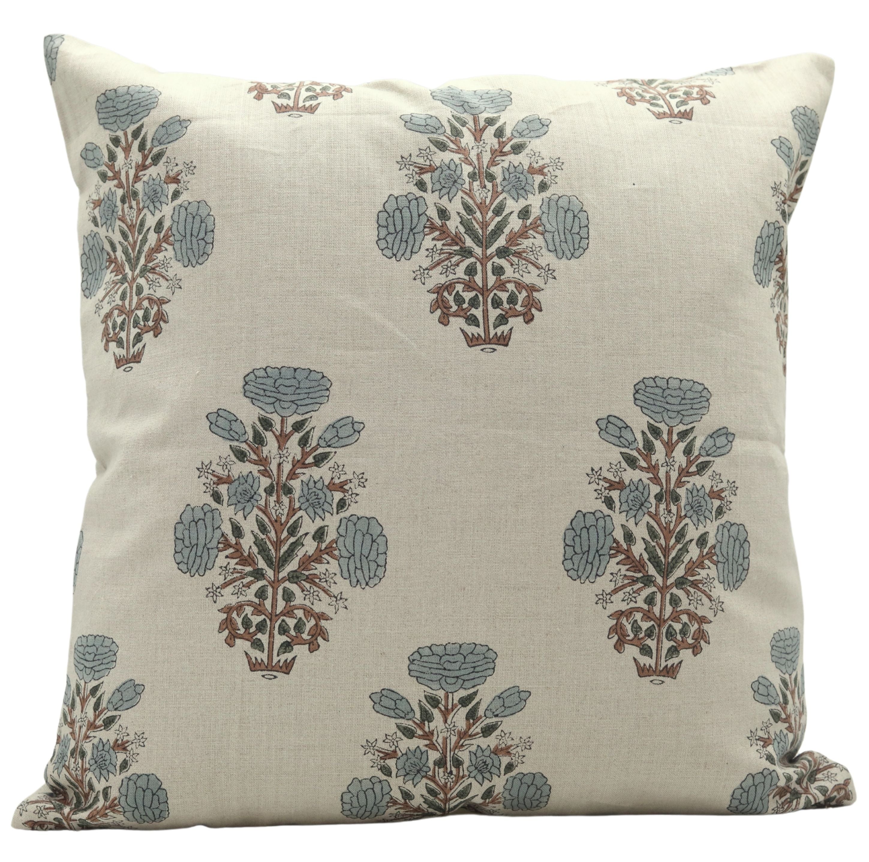 Block Print Linen Pillow Cover- SWADESH - FABDIVINE LLC