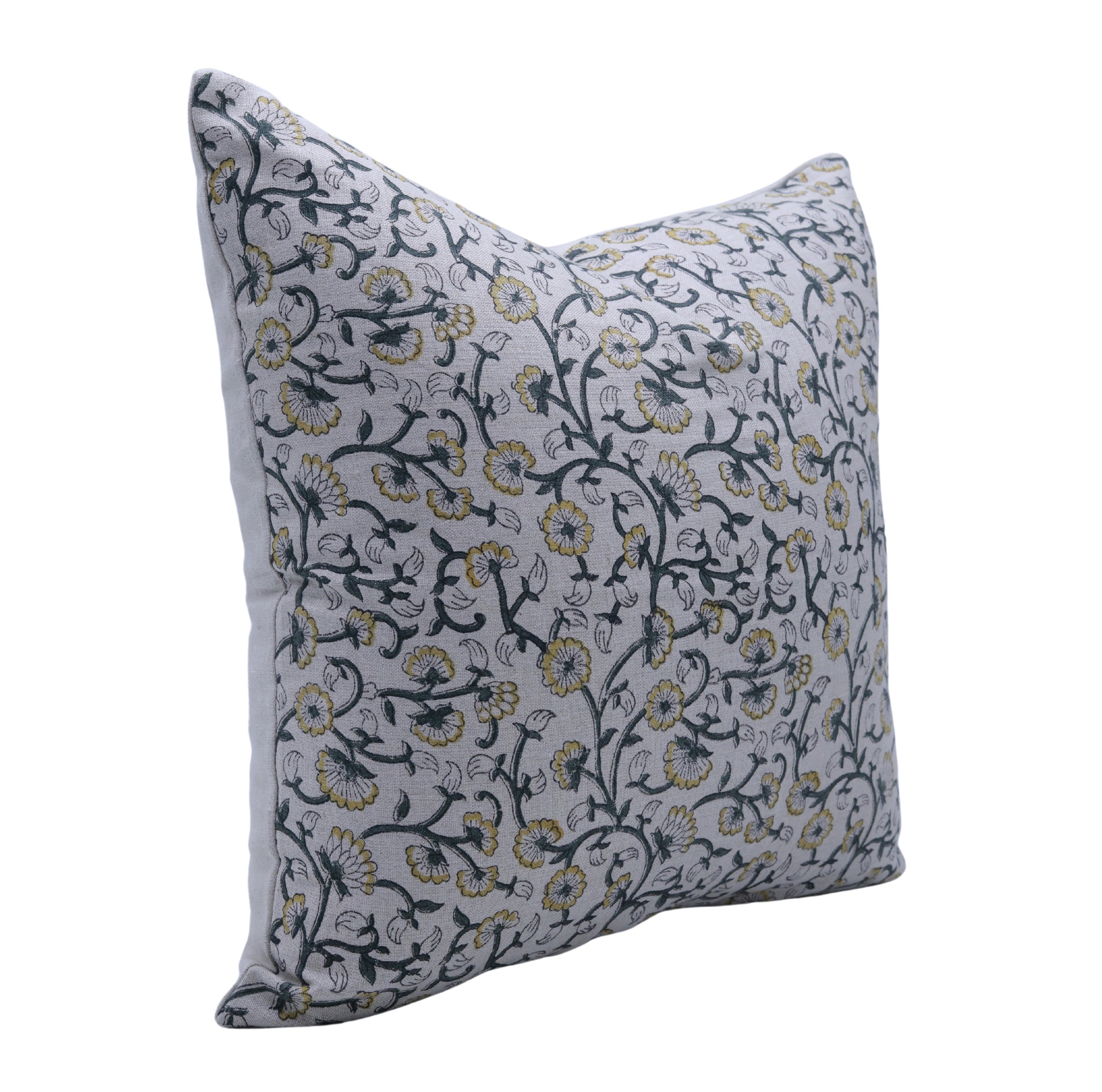 Block print Pure Linen throw pillow cover - HIMACHAL - Fabdivine