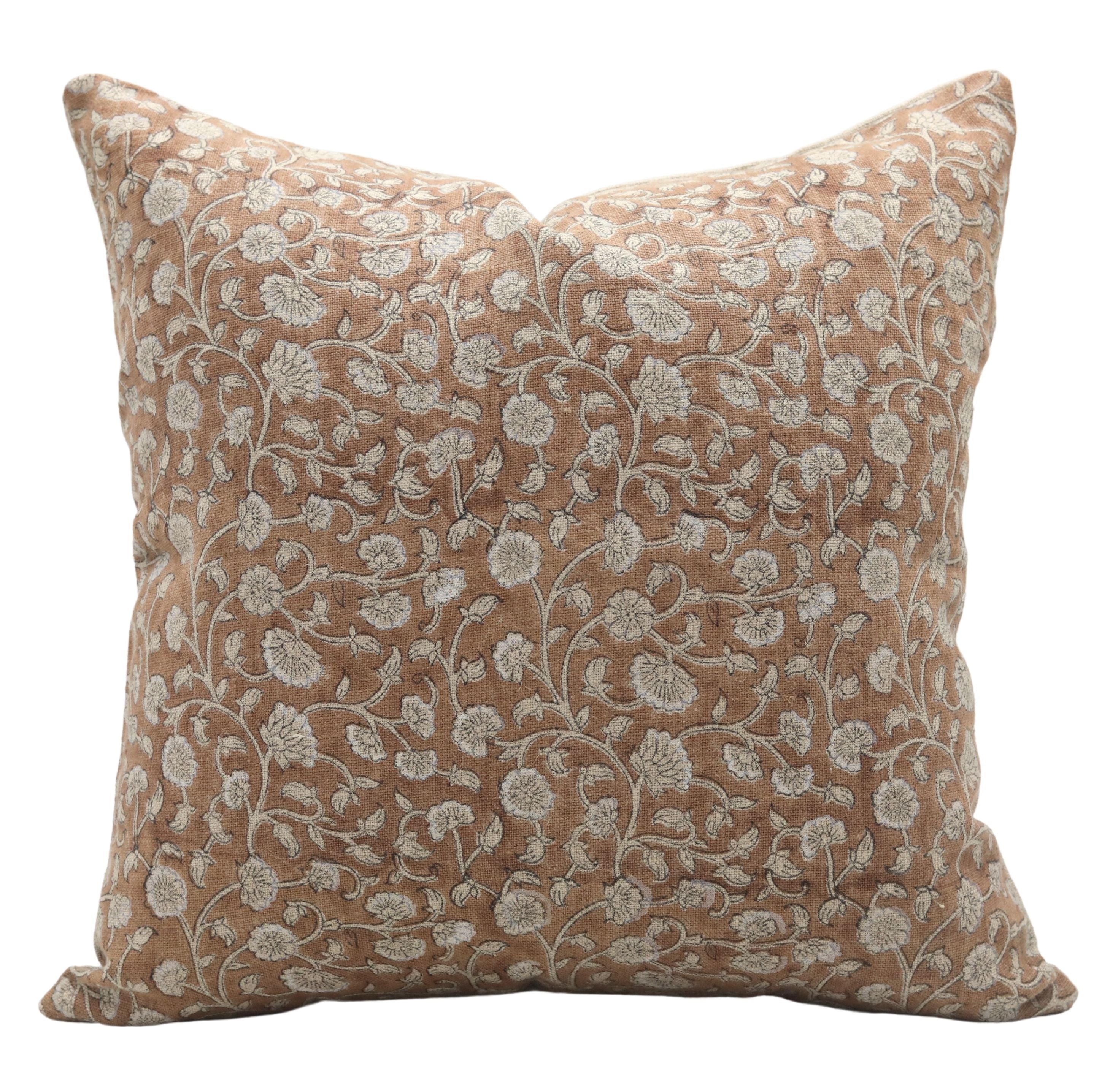 Hand Block Print Pure Thick Linen designer pillow cover - HIMACHAL - Fabdivine