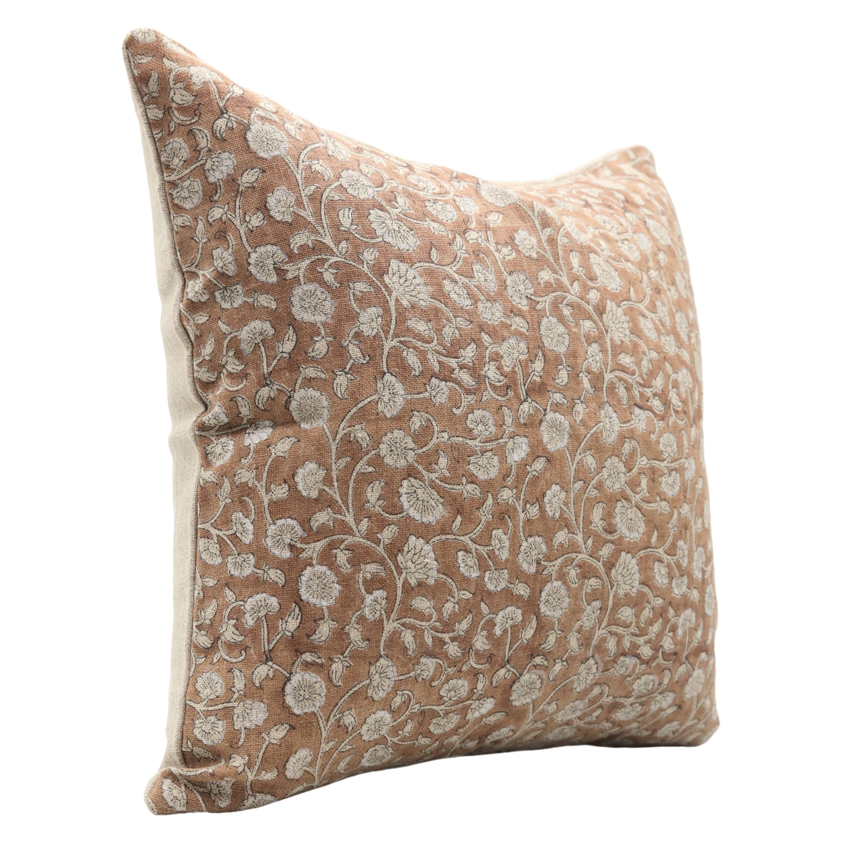 Hand Block Print Pure Thick Linen designer pillow cover - HIMACHAL - Fabdivine