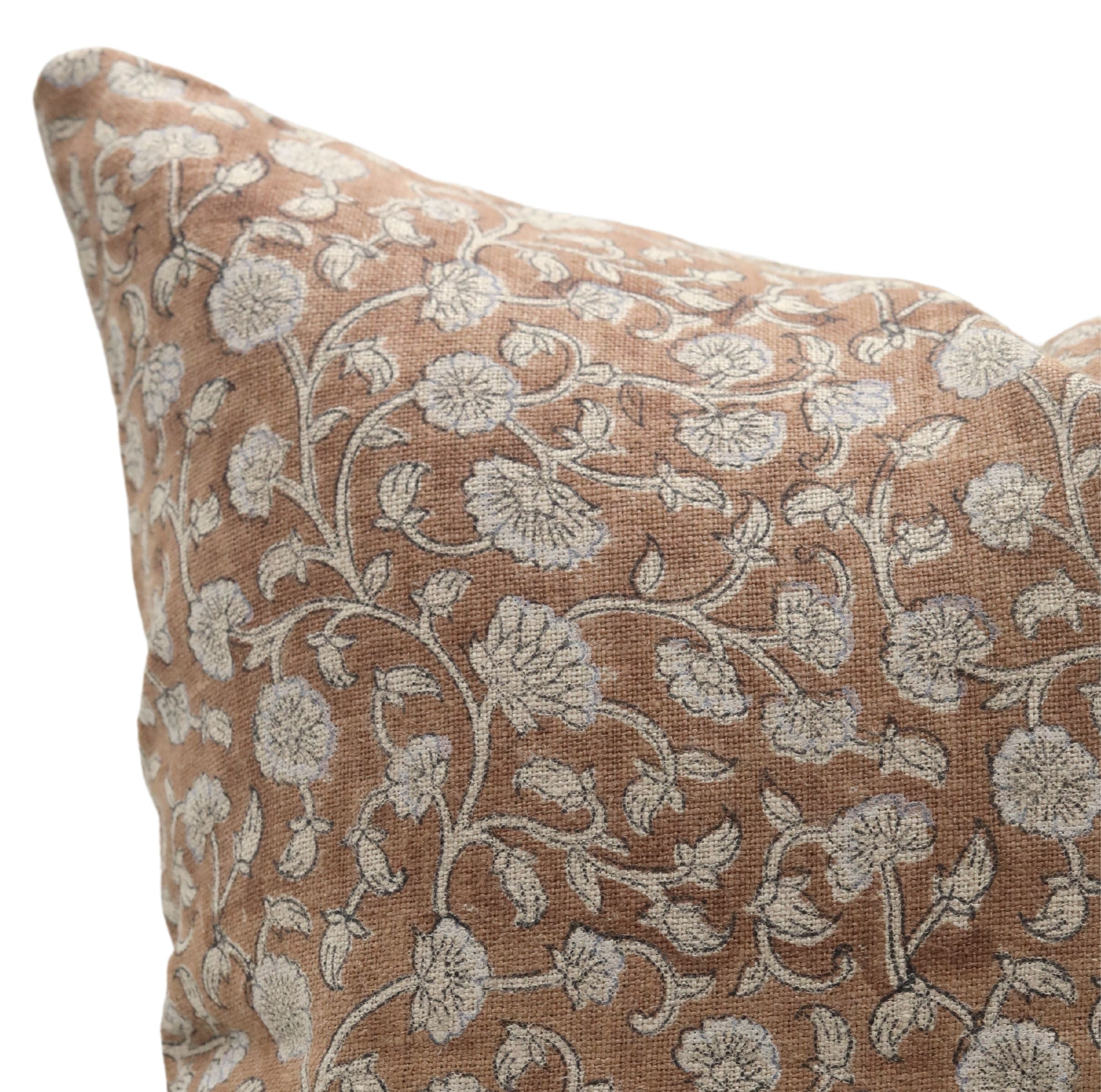 Hand Block Print Pure Thick Linen designer pillow cover - HIMACHAL - Fabdivine