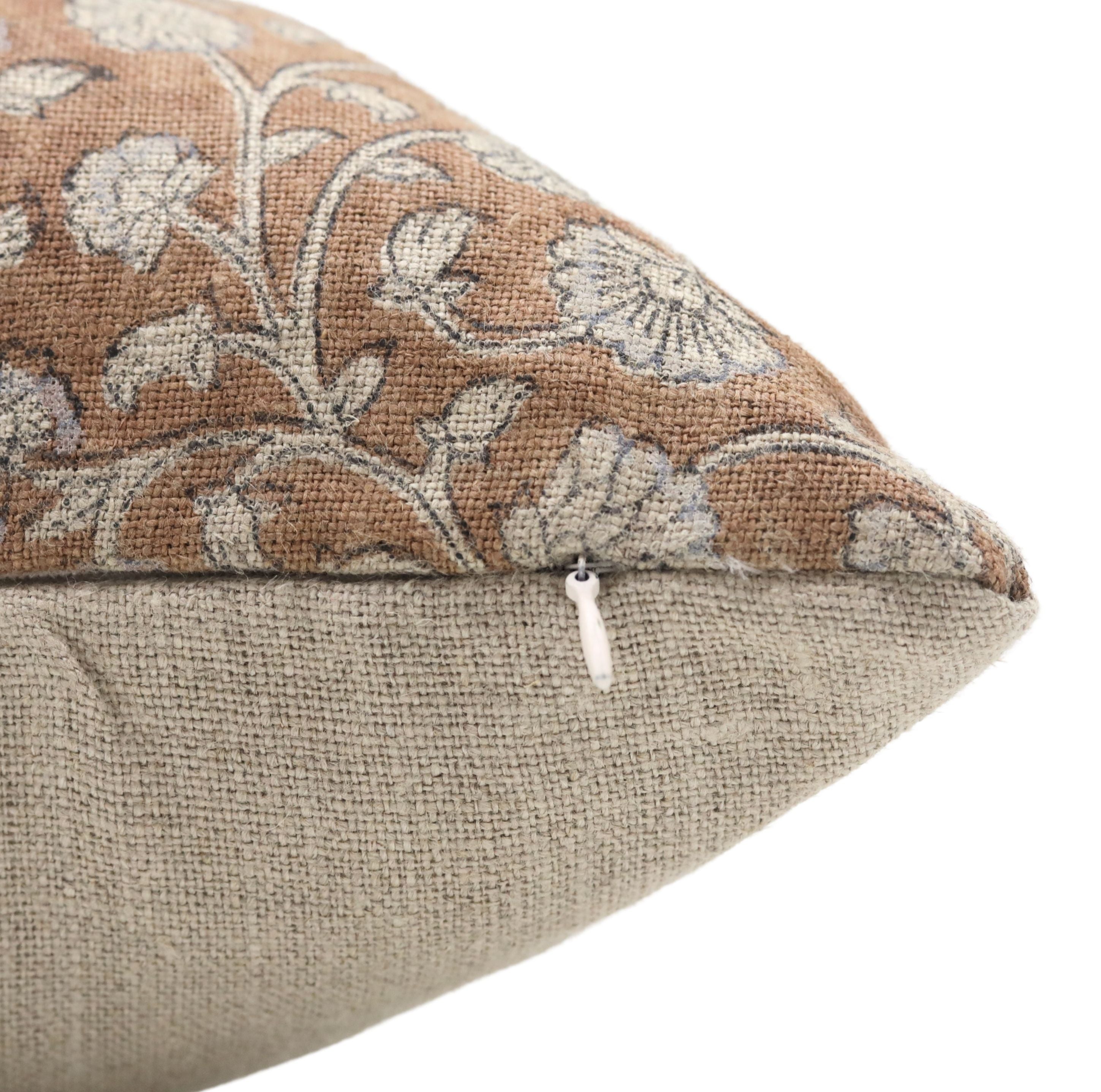 Hand Block Print Pure Thick Linen designer pillow cover - HIMACHAL - Fabdivine