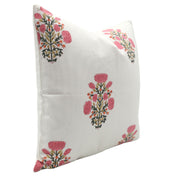 Block print Thick Cotton White throw pillow cover- SWADESH - Fabdivine