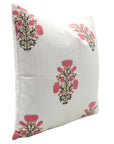 Block print Thick Cotton White throw pillow cover- SWADESH - Fabdivine