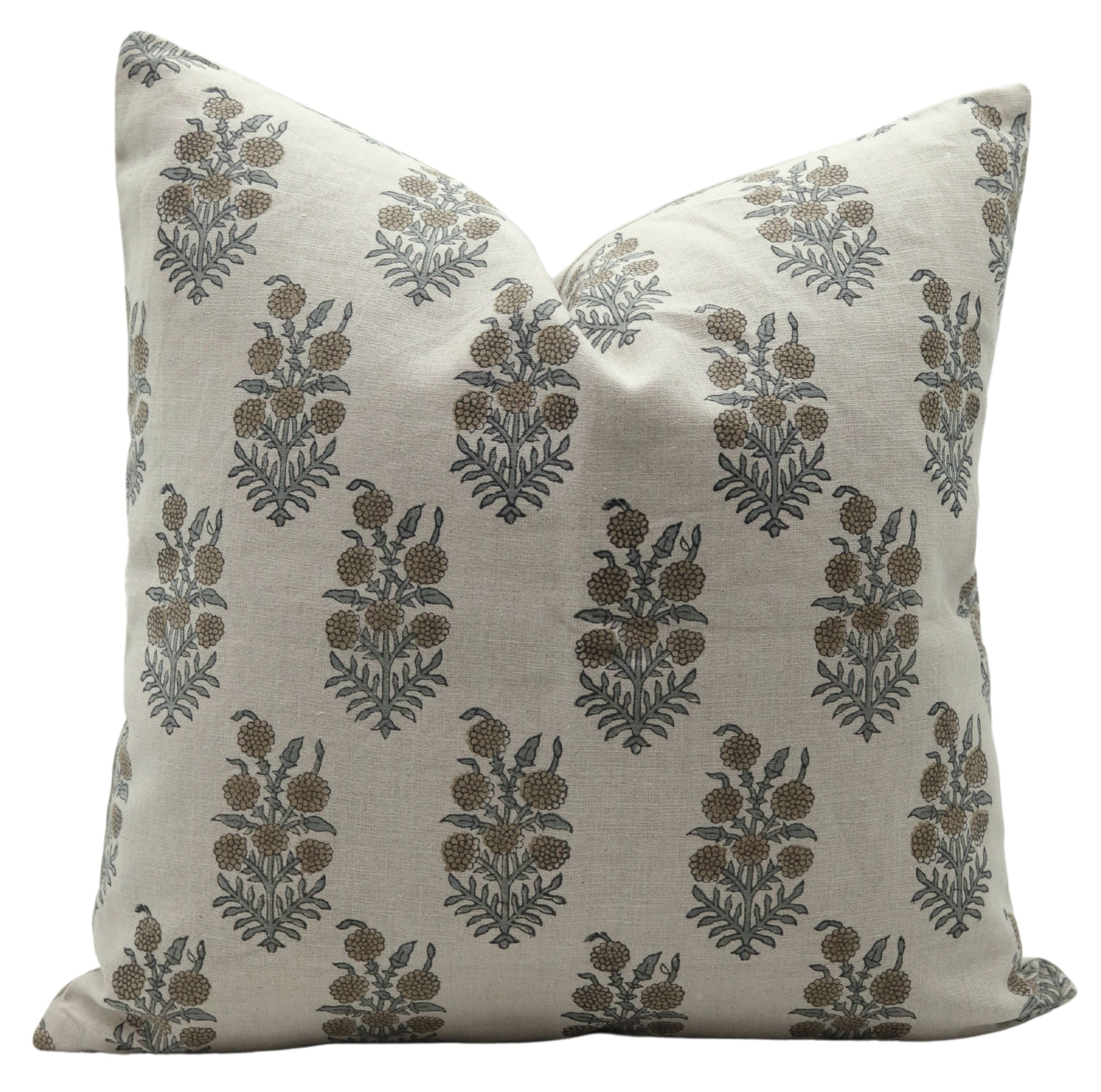 Block Print Linen Pillow Cover- HAJARA - FABDIVINE LLC