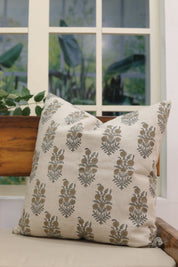 Block Print Linen Pillow Cover- HAJARA - FABDIVINE LLC