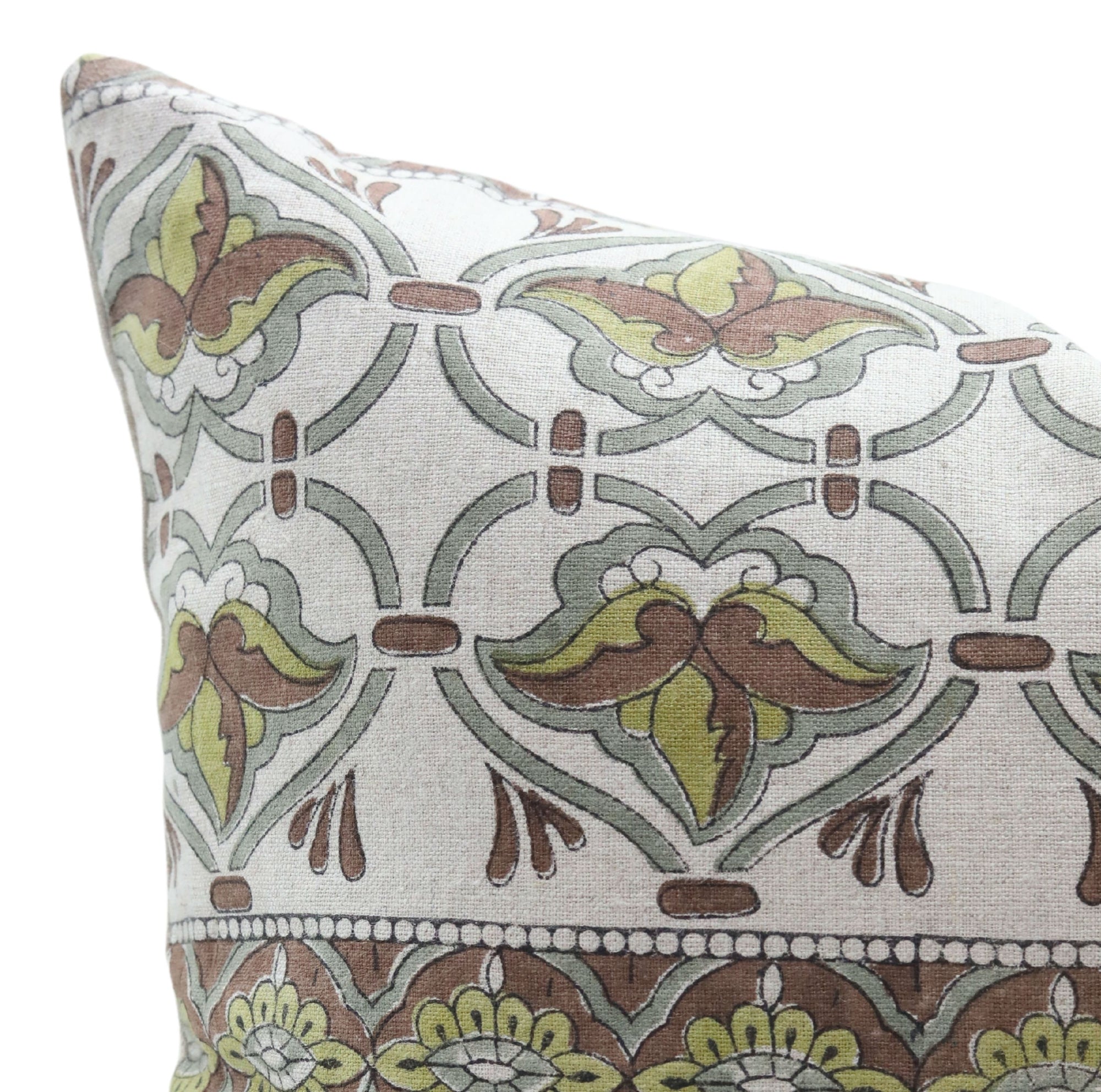 Hand Block Print pure linen designer pillow cover- HRIDYAVAN - Fabdivine