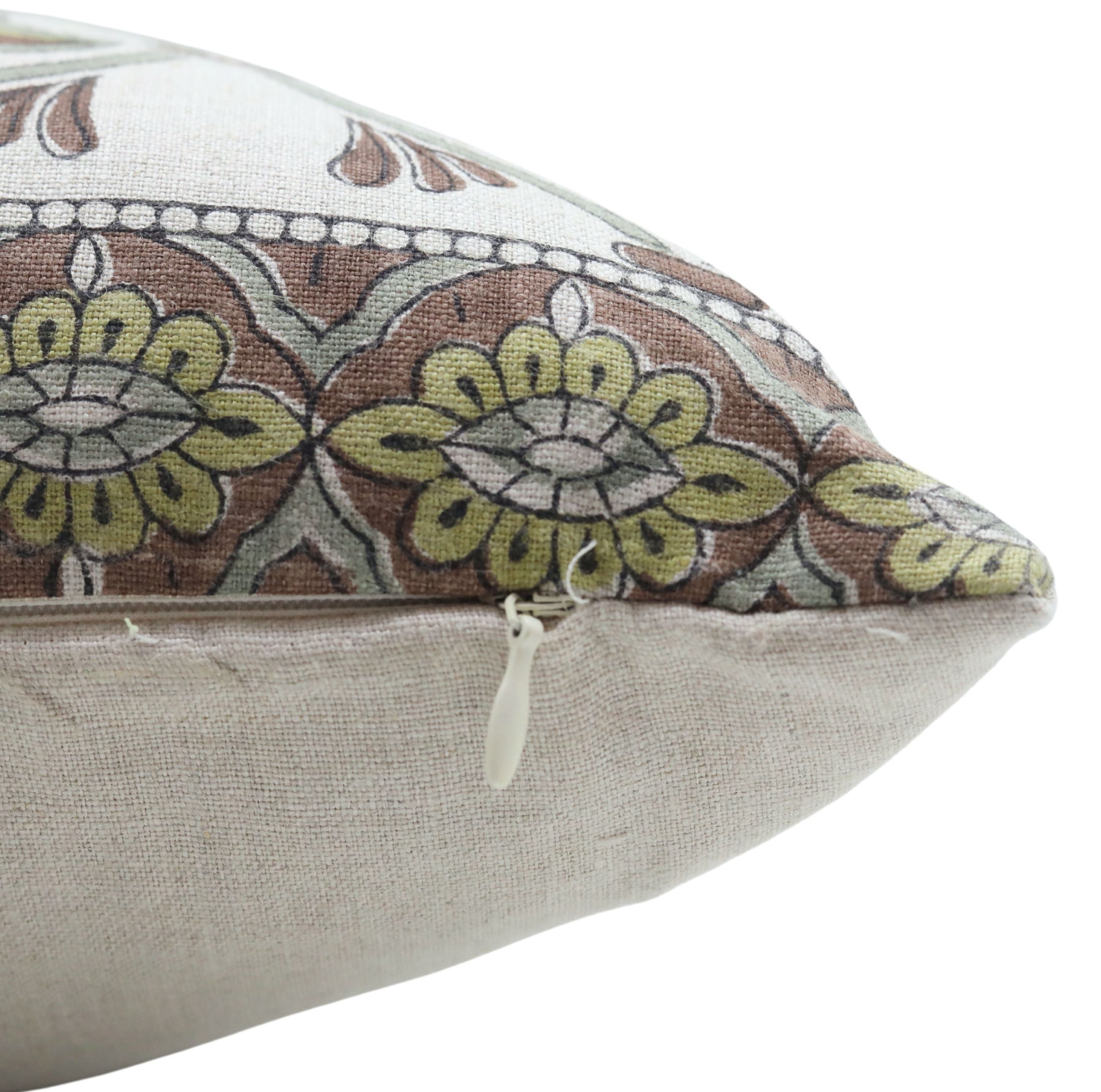 Hand Block Print pure linen designer pillow cover- HRIDYAVAN - Fabdivine