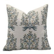 Square/Lumber block print pillow cover- Pure Linen- VRINDAVAN - Fabdivine