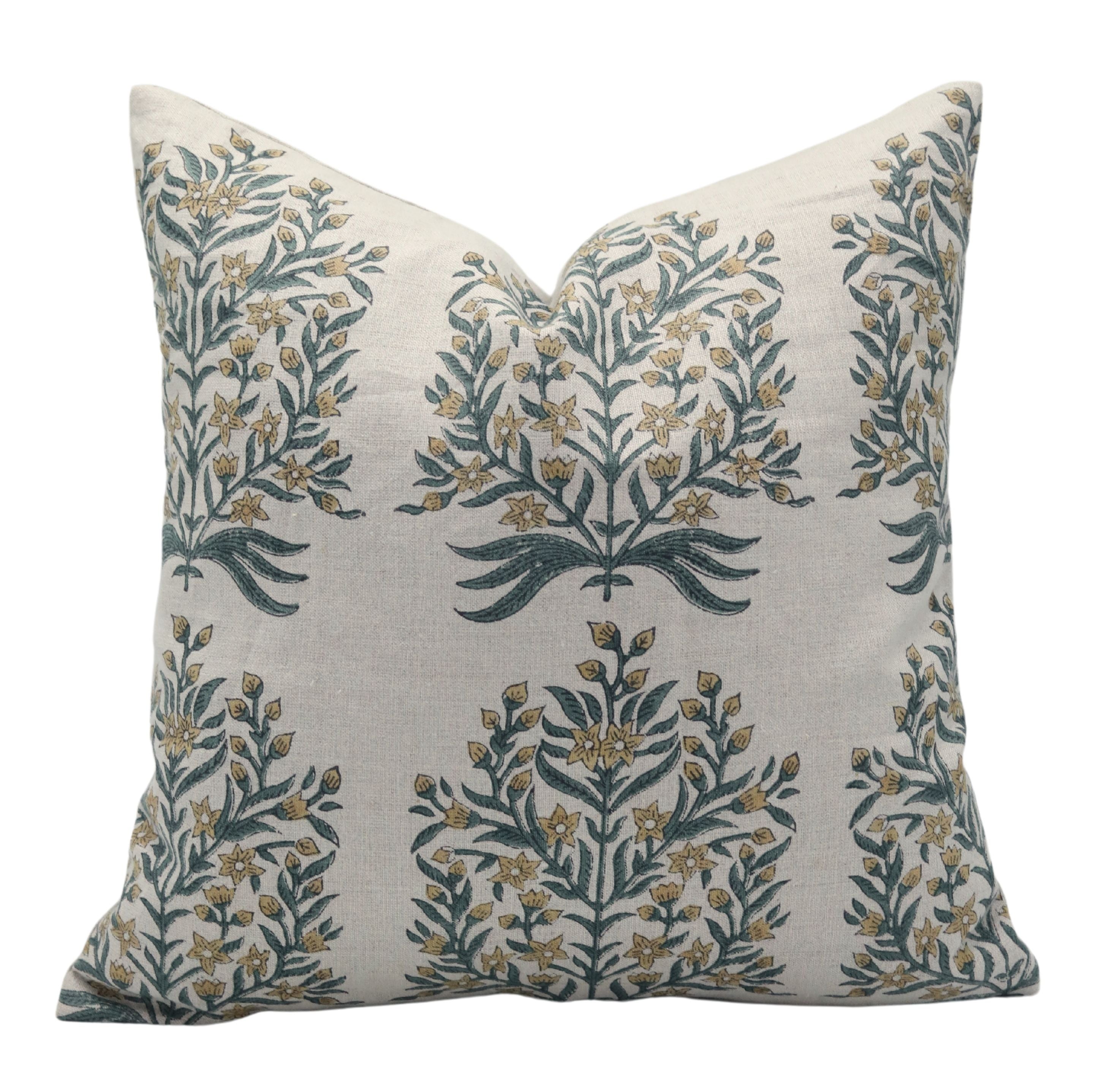 Lumber block print pillow cover- Pure Linen- VRINDAVAN - Fabdivine