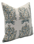 Square/Lumber block print pillow cover- Pure Linen- VRINDAVAN - Fabdivine