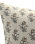 Square/Lumber block print pillow cover- Thick Linen- COASTAL TULIP - Fabdivine