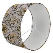 Pure Linen Block Printed Drum Lamp Shade with Amarbel Print - Elegant Floral Design