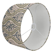 Art Deco Drum Lamp Shade in Pure Linen - Gray Floral Printed Amarbel Design