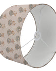 Drum Lamp Shade Handblock Design in Pure Linen Gray - Kohinoor