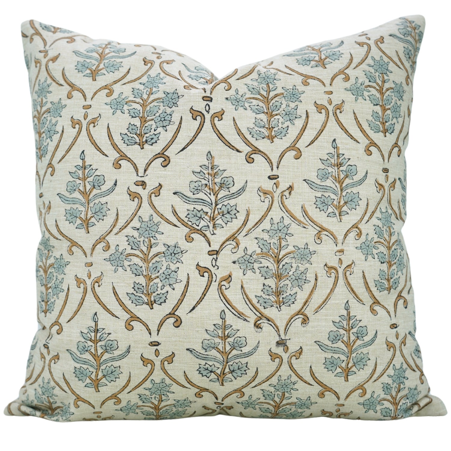 Block Print Linen Blend Pillow Cover-Vishal Pushpa