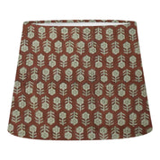 Modern Table Lamp Shade in Pure Linen - Tulsi Buti Red & Gray