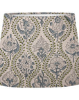 Art Deco Drum Lamp Shade in Pure Linen - Gray Floral Printed Amarbel Design