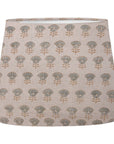 Drum Lamp Shade Handblock Design in Pure Linen Gray - Kohinoor