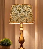 Pure Linen Block Printed Drum Lamp Shade with Amarbel Print - Elegant Floral Design