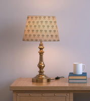 Drum Lamp Shade Handblock Design in Pure Linen Gray - Kohinoor