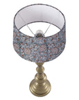 Vintage Block Printed Lamp Shade in Pure Linen - 6 Kamal Design in Gray and Brown