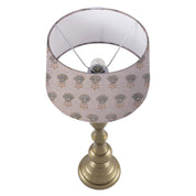 Drum Lamp Shade Handblock Design in Pure Linen Gray - Kohinoor