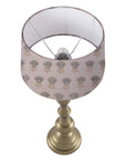 Drum Lamp Shade Handblock Design in Pure Linen Gray - Kohinoor