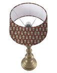 Modern Table Lamp Shade in Pure Linen - Tulsi Buti Red & Gray