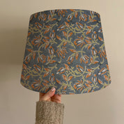 Drum Pure Linen Floor Lamp Shade - Kamal Dutta Design in Blue and Brown