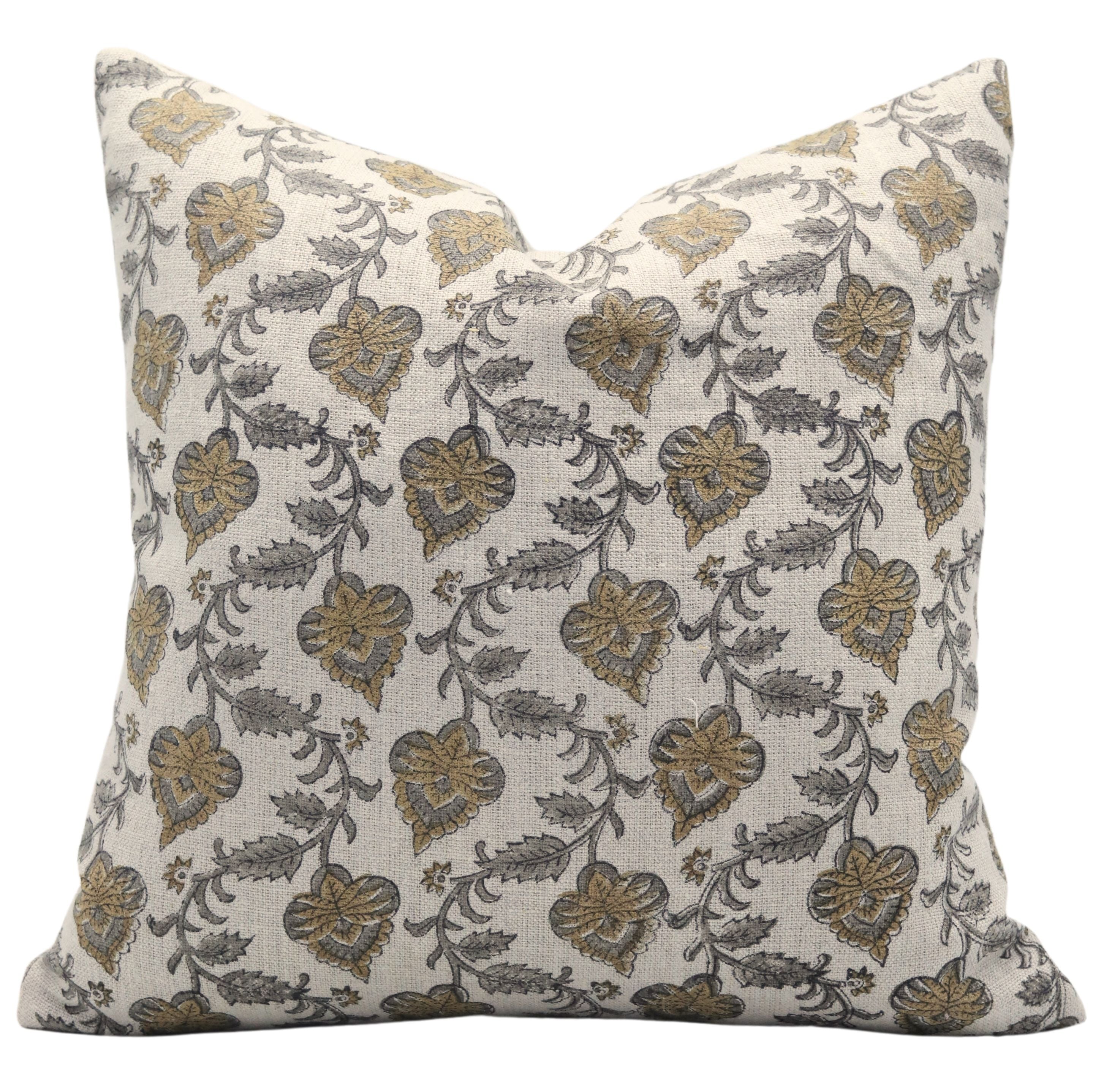 Block Print Linen Pillow Cover- MADHUBALA - FABDIVINE LLC