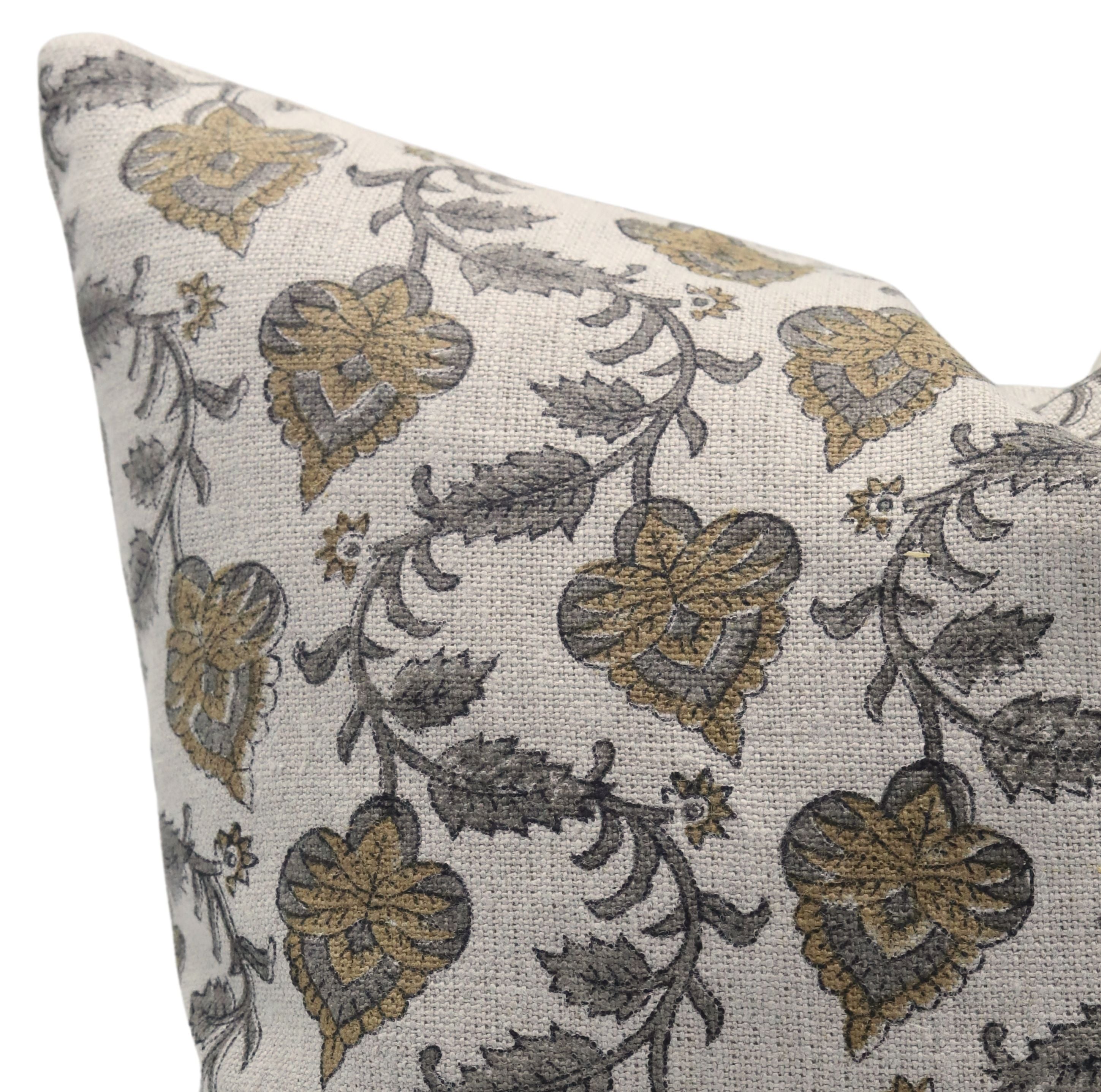 Block print Pillow cover for sofa, couch or bed- Thick Linen- MADHUBALA - Fabdivine