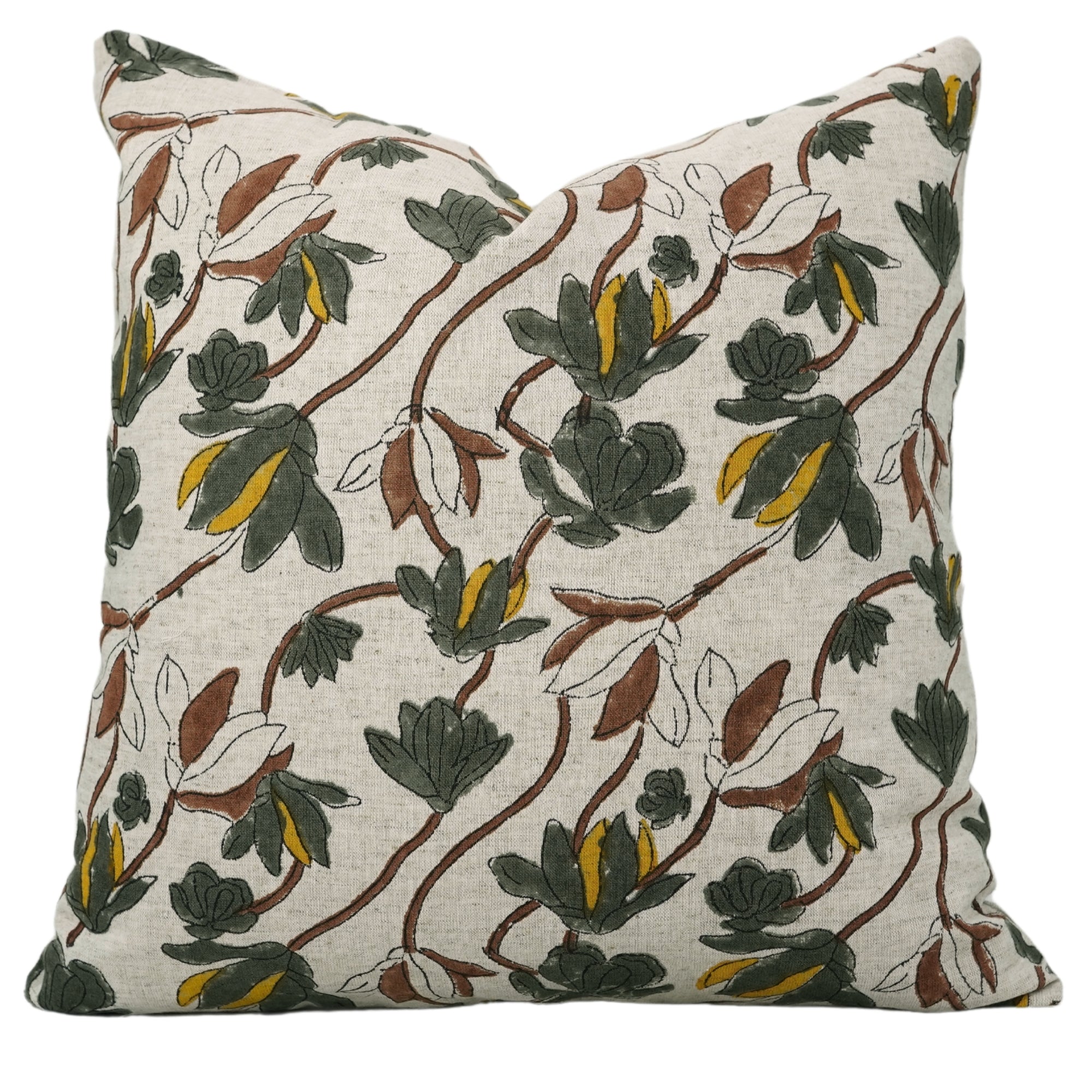 Hand Block Print Cotton Linen designer pillow cover- Shivri - Fabdivine