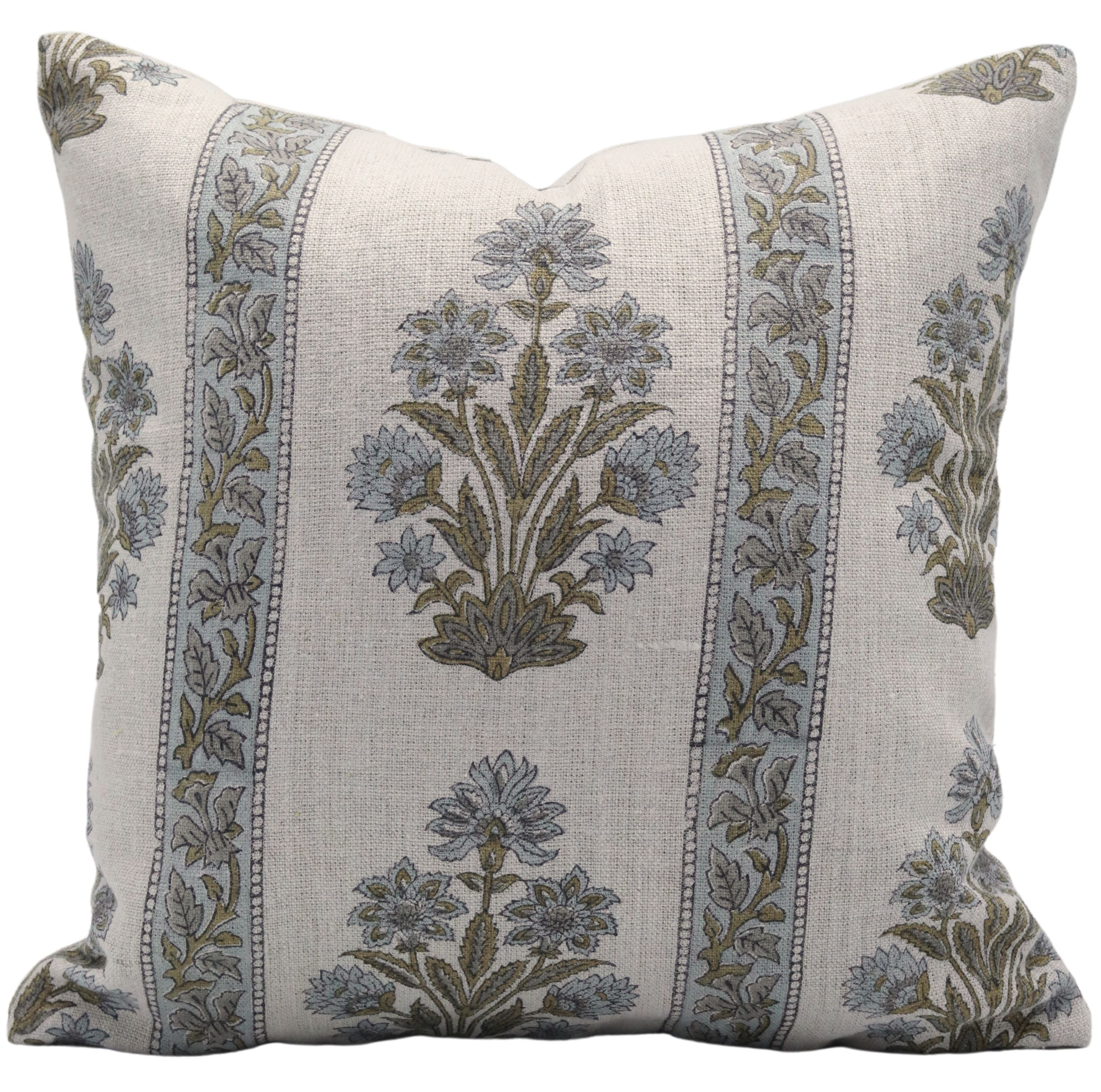 Block Print Linen Pillow Cover- MORPANKH - FABDIVINE LLC