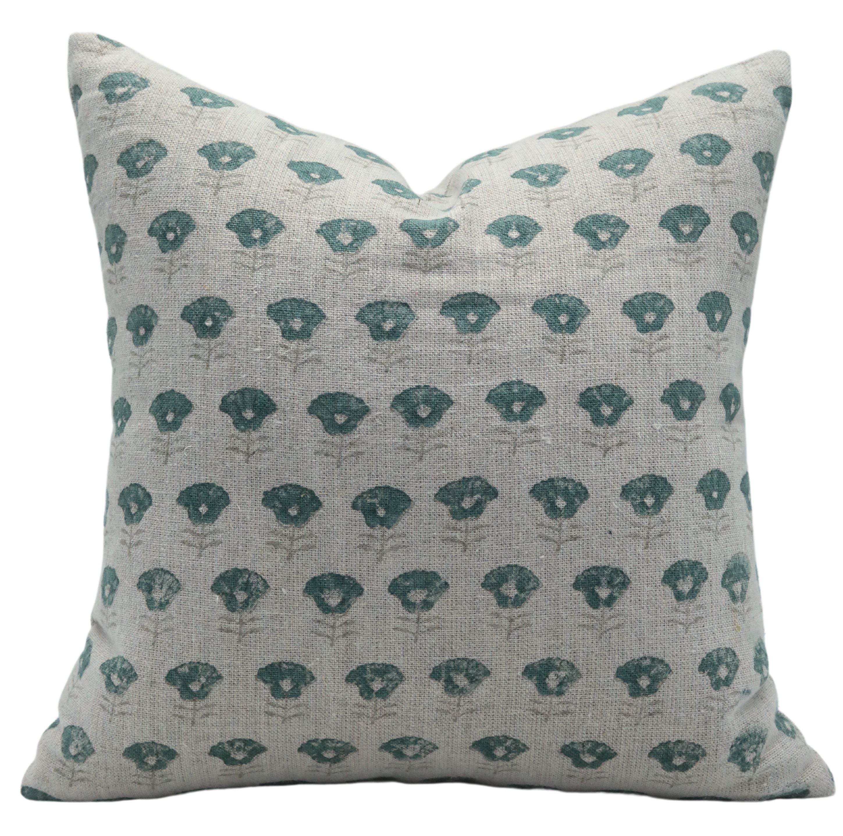 Block Print Linen Pillow Cover- KOHINOOR - FABDIVINE LLC