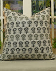 Square/Lumber block print pillow cover- Pure Linen- SURAJMUKHI - Fabdivine