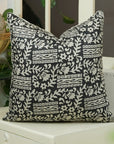 Block print Pure Linen throw pillow cover- MUMTAJ - Fabdivine