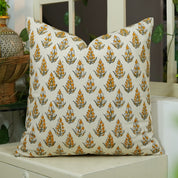 Block print Pillow cover for sofa, couch or bed- Duck Canvas- KANAK BUTI - Fabdivine