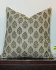 Pure Linen block print designer boho pillow/cushion cover- BETAL LEAF - Fabdivine