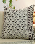 Block print Pillow cover for sofa, couch or bed- Pure Linen- JUJU FLOWER - Fabdivine