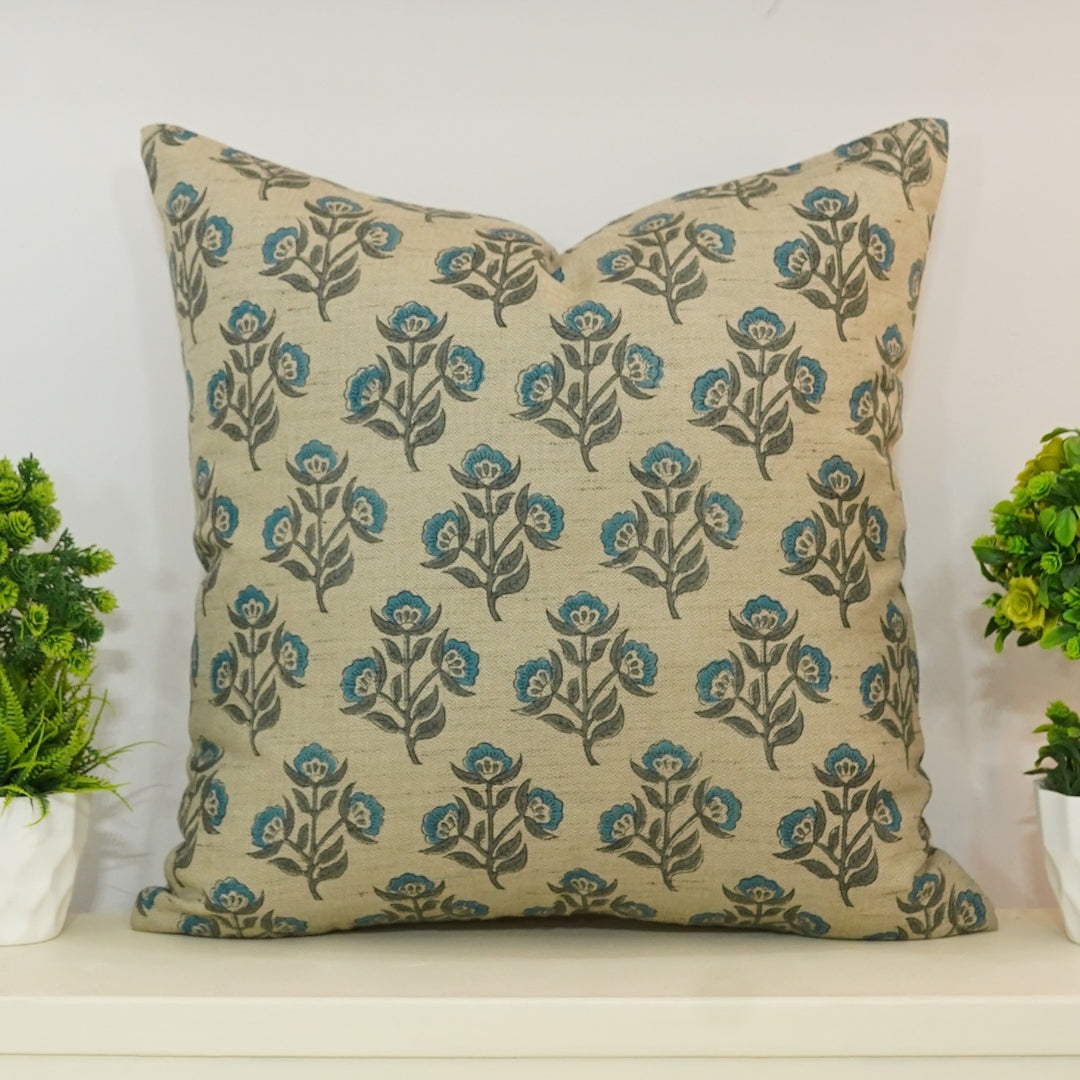 Block Print Linen Pillow Cover-BAEL PATRA - Fabdivine