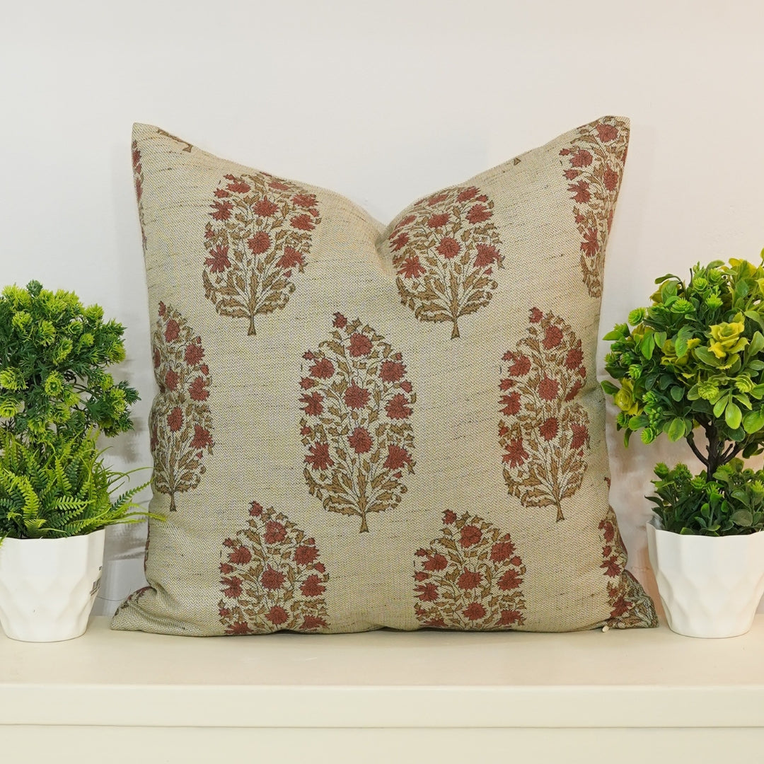 Block print Pillow cover for sofa, couch or bed- Pure Linen- VIRAT - Fabdivine