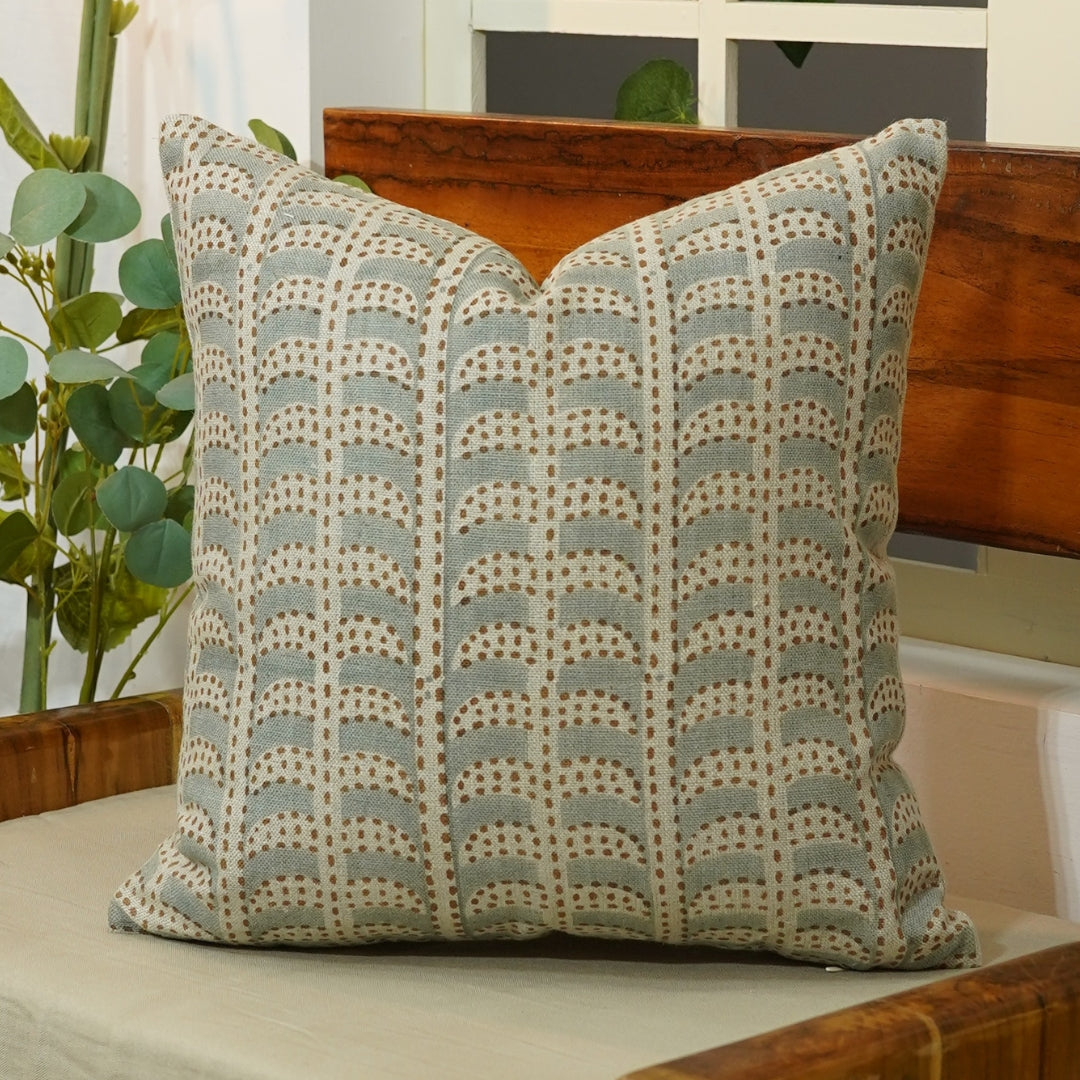 Hand Block Print Thick Linen designer pillow cover- GARUD - Fabdivine