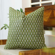 Hand Block Print Pure Linen designer pillow cover- TARANGINI - Fabdivine