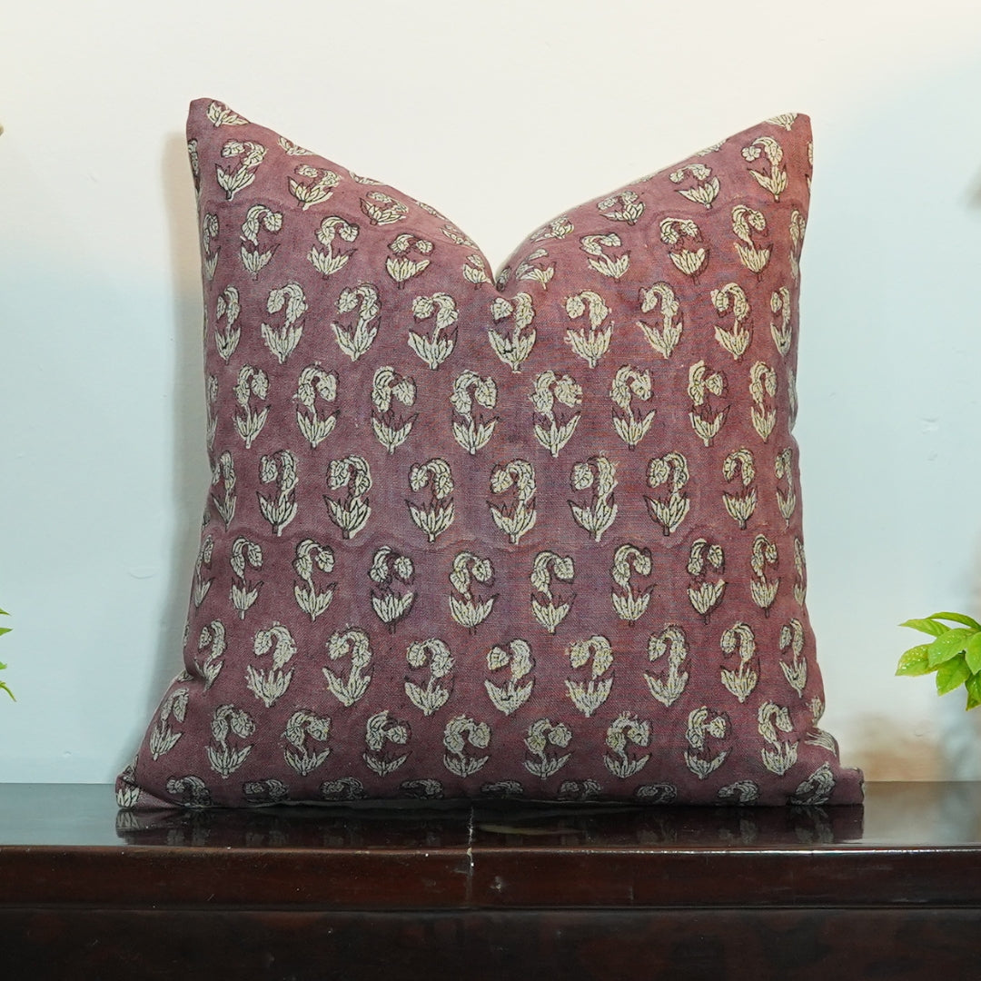 Block print Pillow cover for sofa, couch or bed- Pure Linen- SUPERSTAR - Fabdivine