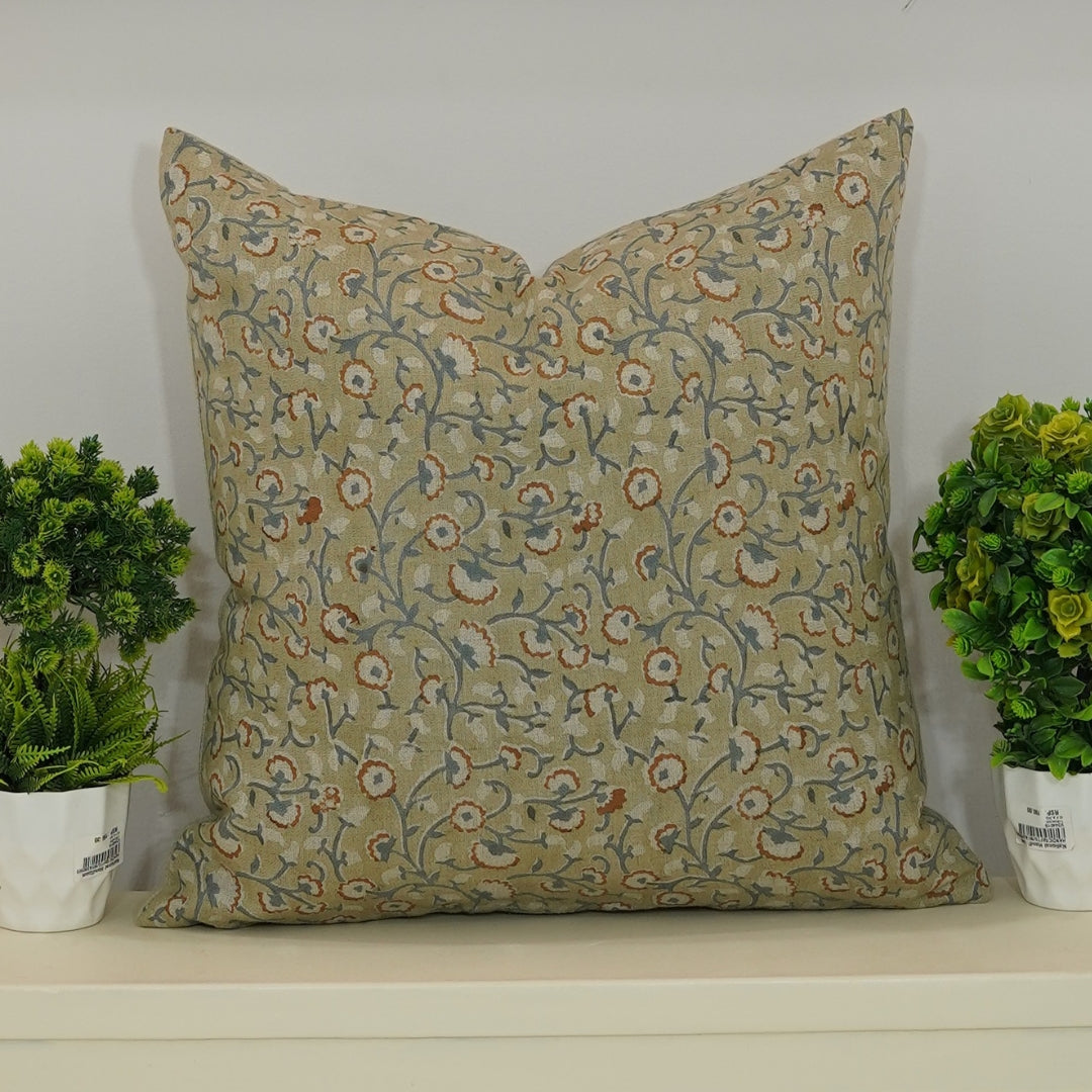 Pure Linen block print designer boho pillow/cushion cover- HIMACHAL - Fabdivine