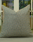 Square/Lumber block print pillow cover- Thick Linen- TULSI BUTI - Fabdivine