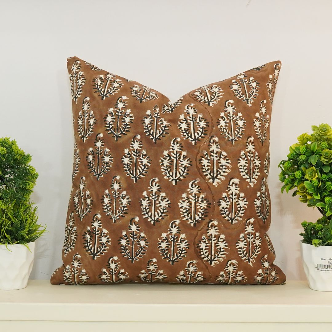 Throw Pillow Cover –Designer Collection of Hand Block Print Thick Cotton- NEELGAGAN - Fabdivine